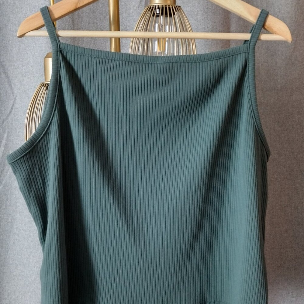 Old Navy Ribbed Tank Top XL Green Stretch Cami Sleeveless Basic Casual - Picture 5 of 6